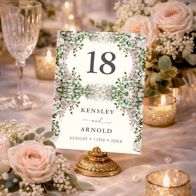 Elegant Blush Garden Wedding Table Number Bordsnummer (Skapare uppladdad)