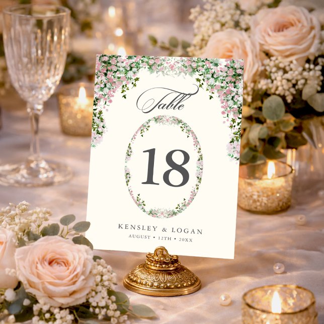 Elegant Blush Garden Wedding Table Number Bordsnummer (Skapare uppladdad)