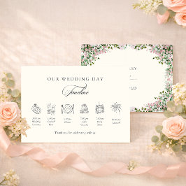 Elegant Blush Garden Wedding Timeline Tilläggskort
