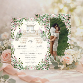 Elegant Blush Garden with Photo Wedding  Inbjudningar