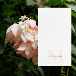 Elegant Blush & Gold Monogram Swash Wedding Pappersservett