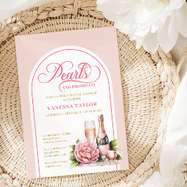 Elegant Blush Gold Pearls Bridal Shower Invite Inbjudningar