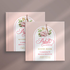 Elegant blush gold petals prosecco Shower book Gästböcker