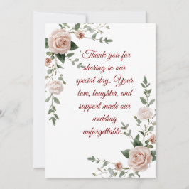 Elegant Blush & Greenery Wedding Thank-You Card | Tack Kort