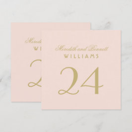 Elegant Blush Guld Bröllopsmonogram Bordskort
