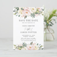 Elegant Blush Ivory Blommig Bröllop Spara Datum-ko