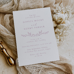 Elegant Blush Linje Konst Bröllopsinbjudan Inbjudningar