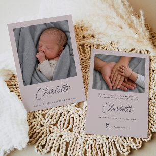 Elegant Blush Nyfödd Baby Födelse Två Foto  Meddelande