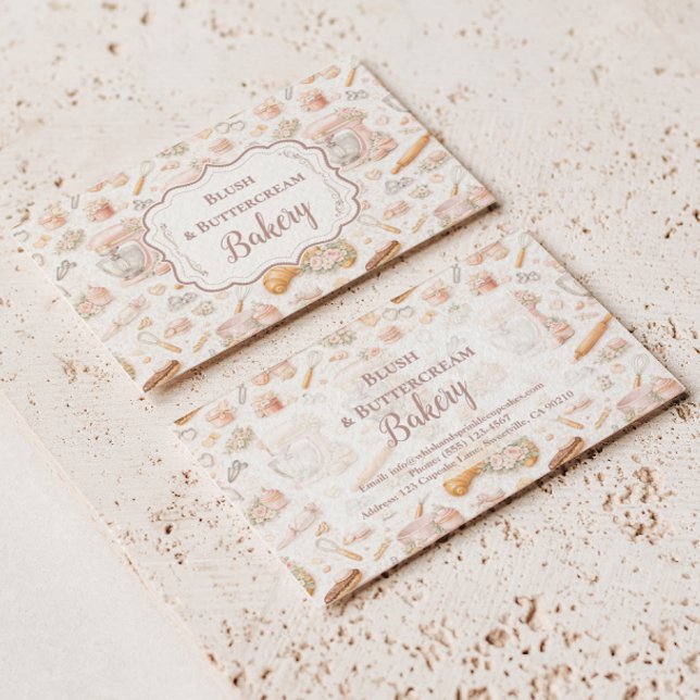 Elegant Blush Patisserie Bakery Business Visitkort (Skapare uppladdad)
