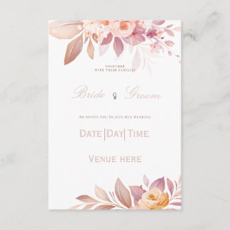 : Elegant Blush & Peach Rose Bröllopsinbjudan Inbjudningar