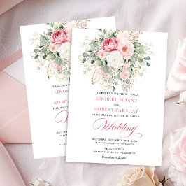 Elegant Blush Peony Botanical Gold Wedding Invite Inbjudningar