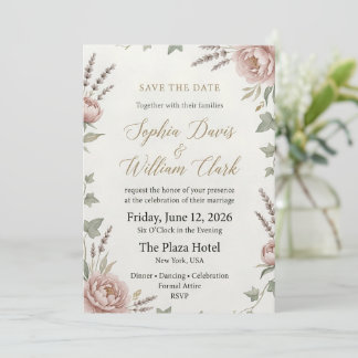 Elegant Blush Peony Bröllop Spara Datumet
