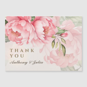 Elegant Blush Peony Bröllop Tack Magnet