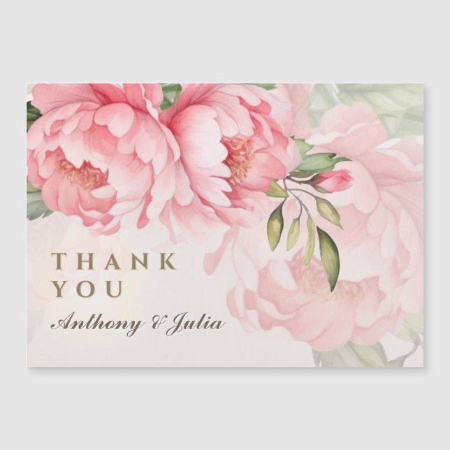Elegant Blush Peony Wedding Thank You Magnet (Framsida)