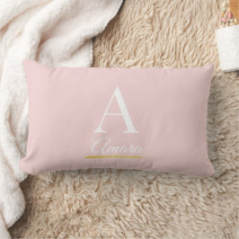 Elegant Blush Pink and White Monogram Lumbarkudde