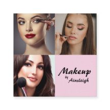 Elegant Blush Pink Black Script 3 Photo Makeup