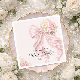 Elegant Blush Pink Bow Bridal Shower Pappersservett