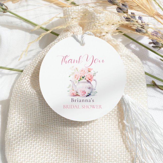 Elegant Blush Pink Bridal Shower Tea Party Gåvor Etiketter (Skapare uppladdad)