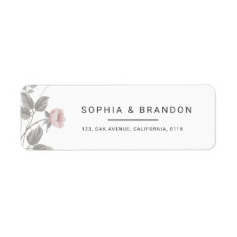 Elegant Blush Pink & Dark Grey Floral Wedding  Returadress Etikett