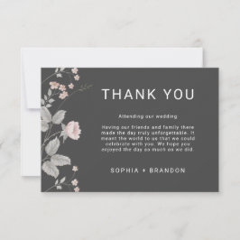 Elegant Blush Pink & Dark Grey Floral Wedding Tack Kort