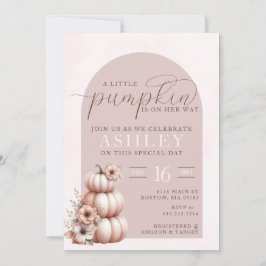 Elegant Blush Pink Fall Pumpkin Baby Shower Inbjudningar