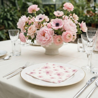 Elegant Blush Pink Floral Fine Art Wedding Pappersservett