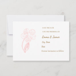 ​Elegant Blush Pink Floral Line Art Save the Date  Spara Datumet