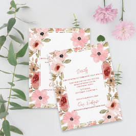 Elegant Blush Pink Floral Wedding Details Tilläggskort