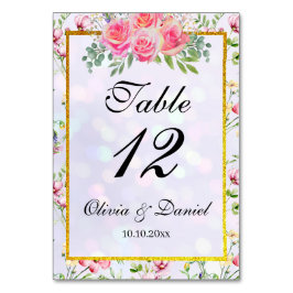 Elegant Blush Pink Flowers Watercolor Wedding Tabl Bordsnummer