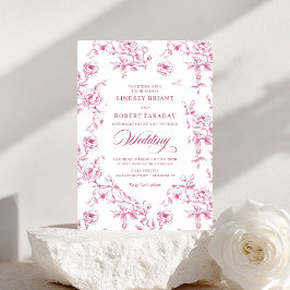 Elegant Blush Pink French Rose Wedding Invitation Inbjudningar
