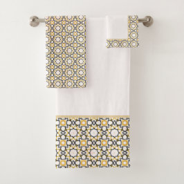 Elegant Blush Pink Geometric Bath Towel Set