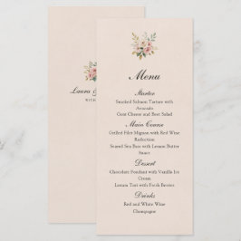 Elegant Blush Pink Gold Roses Wedding Flat Menu Meny