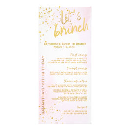 Elegant Blush Pink & Gold Sweet 16 Menu Reklamkort