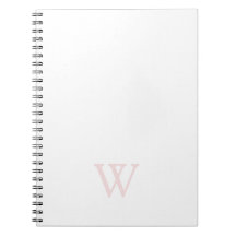 Elegant Blush Pink Monogram Initial White