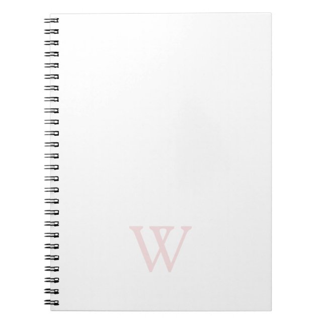 Elegant Blush Pink Monogram Initial White Anteckningsbok (Framsidan)