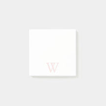 Elegant Blush Pink Monogram Initial White