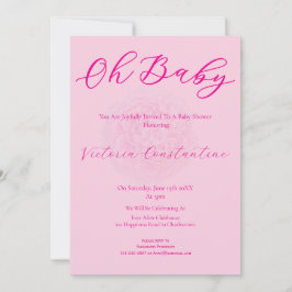 Elegant Blush Pink Oh Baby Bold Script Floral Inbjudningar