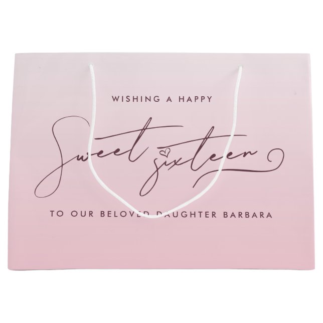 Elegant Blush Pink Ombre Script Sweet Sixteen  (Framsidan)