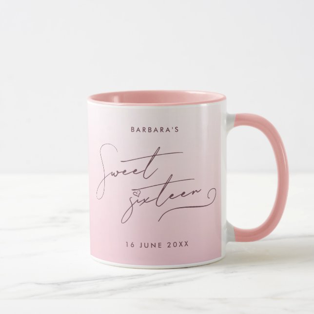 Elegant Blush Pink Ombre Script Sweet Sixteen Mugg (Höger)