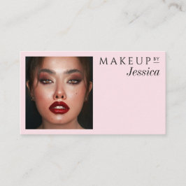 Elegant Blush Pink QR Code Social Photo Makeup Visitkort