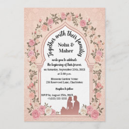 Elegant Blush Pink Rose Arch Photo Wedding  Inbjudningar