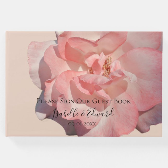 Elegant Blush Pink Rose Floral Wedding Reception Gästböcker (Framsida)