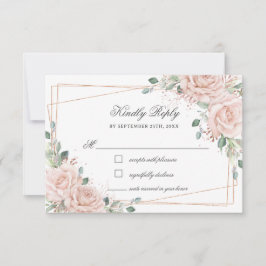 Elegant Blush Pink Roses Floral Rose Gold Wedding OSA Kort