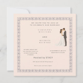 Elegant Blush Pink Wedding Invitation - Customizab Inbjudningar