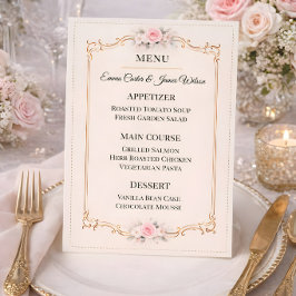 Elegant Blush Rokoko Bröllop Meny