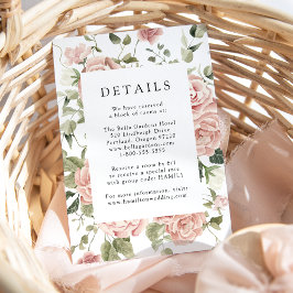 Elegant Blush Ros Bröllopsdetaljkort Tilläggskort