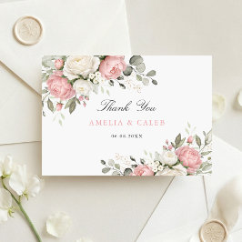 Elegant Blush Rosa Bröllop Tacksamhetskort Tack Kort