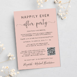 Elegant Blush Rosa QR-kod för Bröllopsmottagning F Inbjudningar