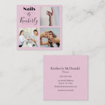 Elegant Blush Rosa Svart Script 3 Foto Nagelsalong