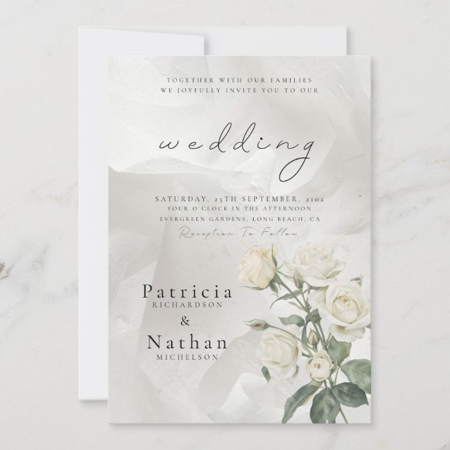 Elegant Blush Rose Floral Frame Wedding Inbjudningar (Framsida)